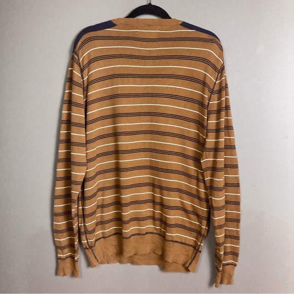 PROJEK RAW sweater brown stripe v-neck graphics lettering spell out extra large - Picture 4 of 11